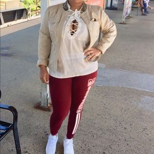 IVORY LACE UP FRONT BLOUSE - SIZE 3X...NEW NEW!!